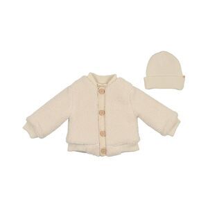 Mon Tresor Girls  Sharp Sherpa Jacket & Hat Set, White